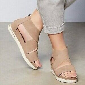 EILEEN FISHER Sport 3 Leather Platform Sneakers Beige Size 11